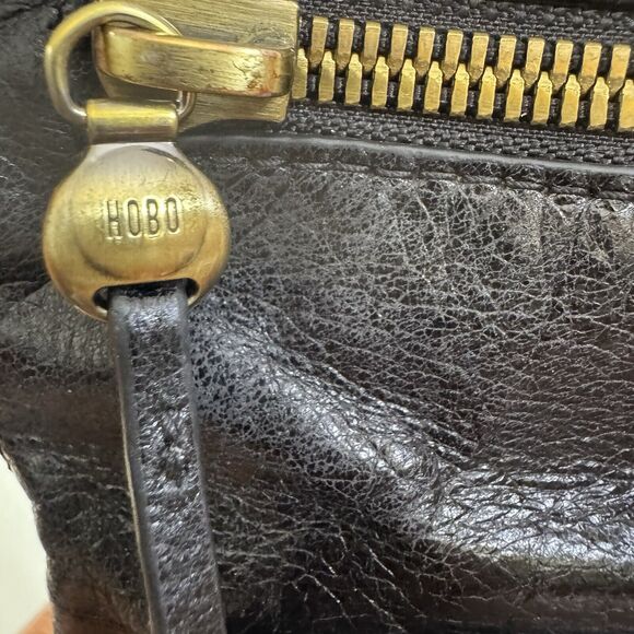 HOBO Crossfire Black Leather Crossbody Messenger Bag Shoulder Bag Boho 90s Y2K - Picture 9 of 14